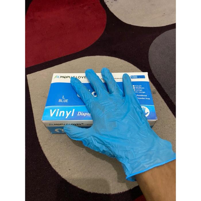 MOPU GLOVES VINYL BLUE L